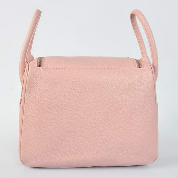 High Quality Replica Hermes Lindy 30CM Havanne Handbags 1057 Pink Leather Silver Hardware - Click Image to Close